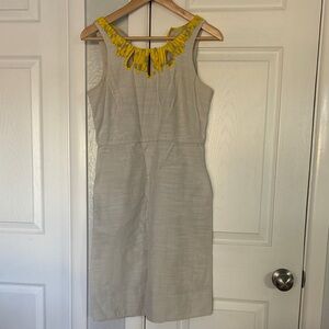 J Crew Elegant Beige Dress with Yellow Accents